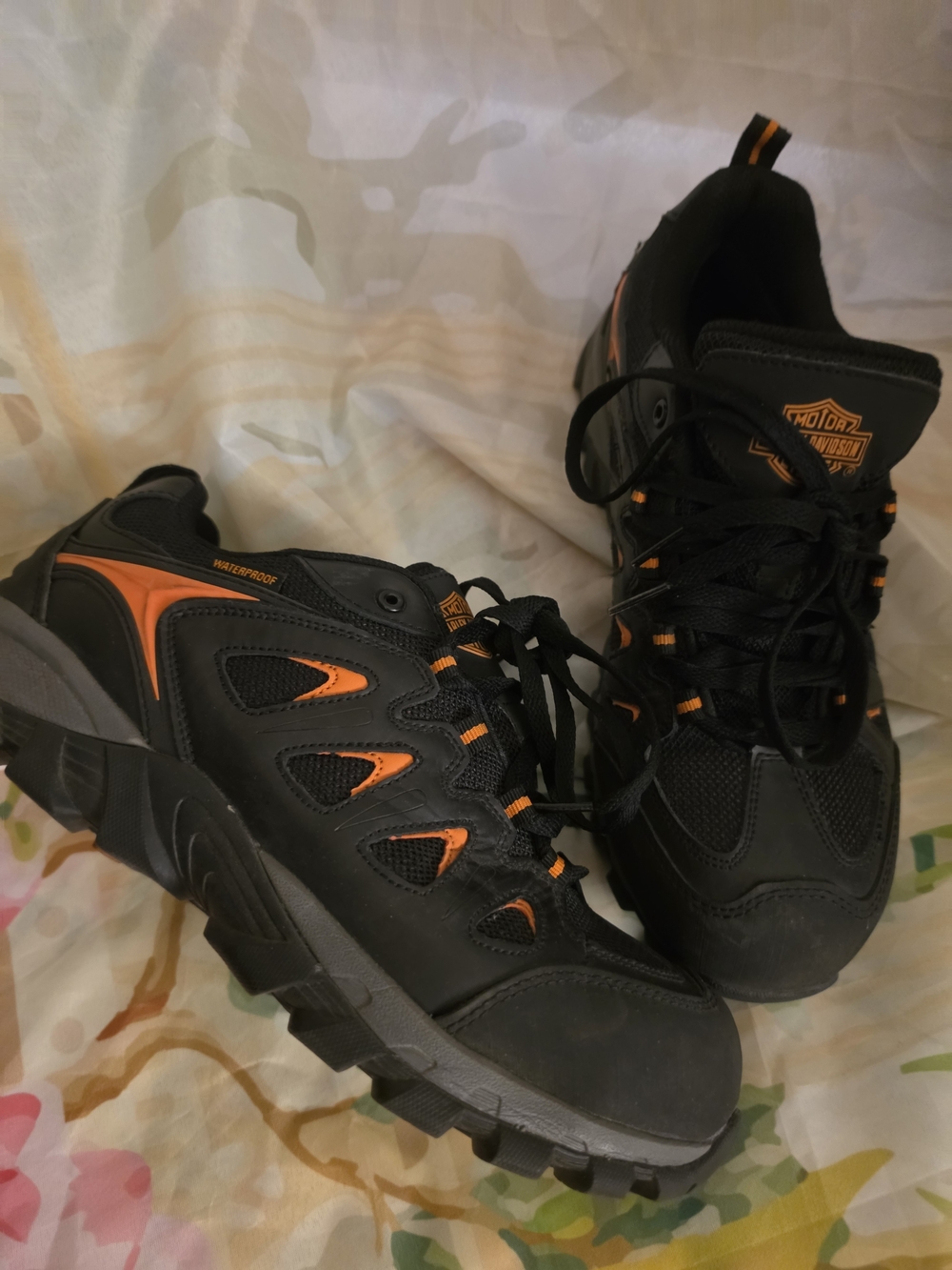 Harley-Davidson Black and Orange Men’s Rugged Trail Sneakers
